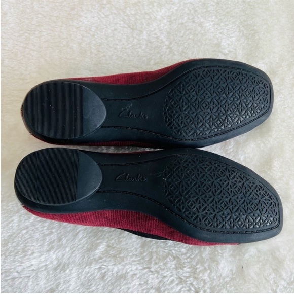CLARKS Burgundy Leather Candra Glow Flats Size 5 - Picture 7 of 9